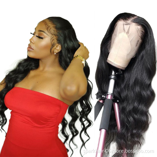 13*4 Body Wave Glueless Swiss Lace Frontal Wigs Raw Indian Human Hair Lace Wigs Virgin Cuticle Aligned Body Wave Lace Front Wig
